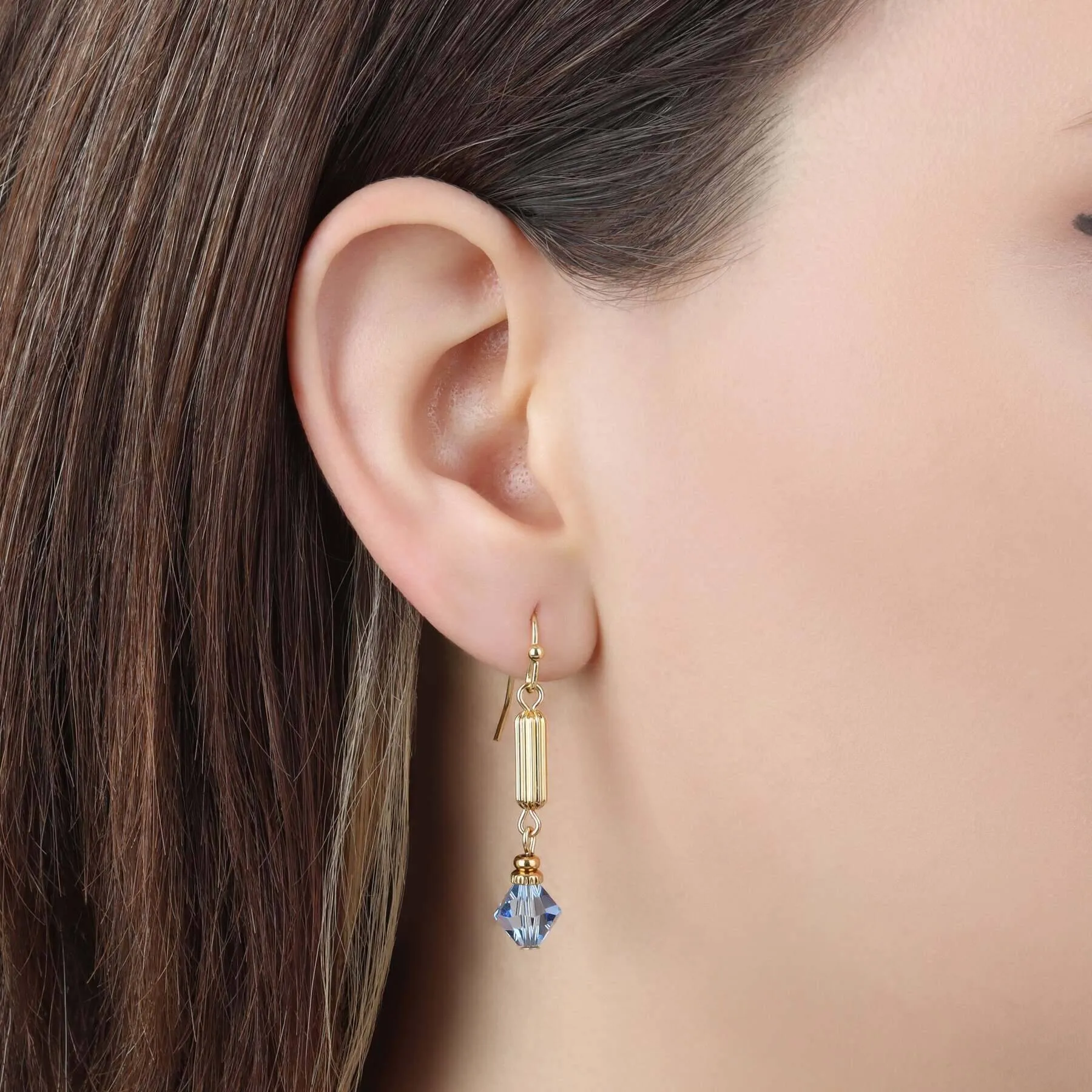 1928 Jewelry Gold Bead Crystal Lantern Dangling Earrings