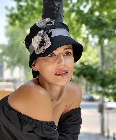 Abigail Hat Style  - Linen in Black