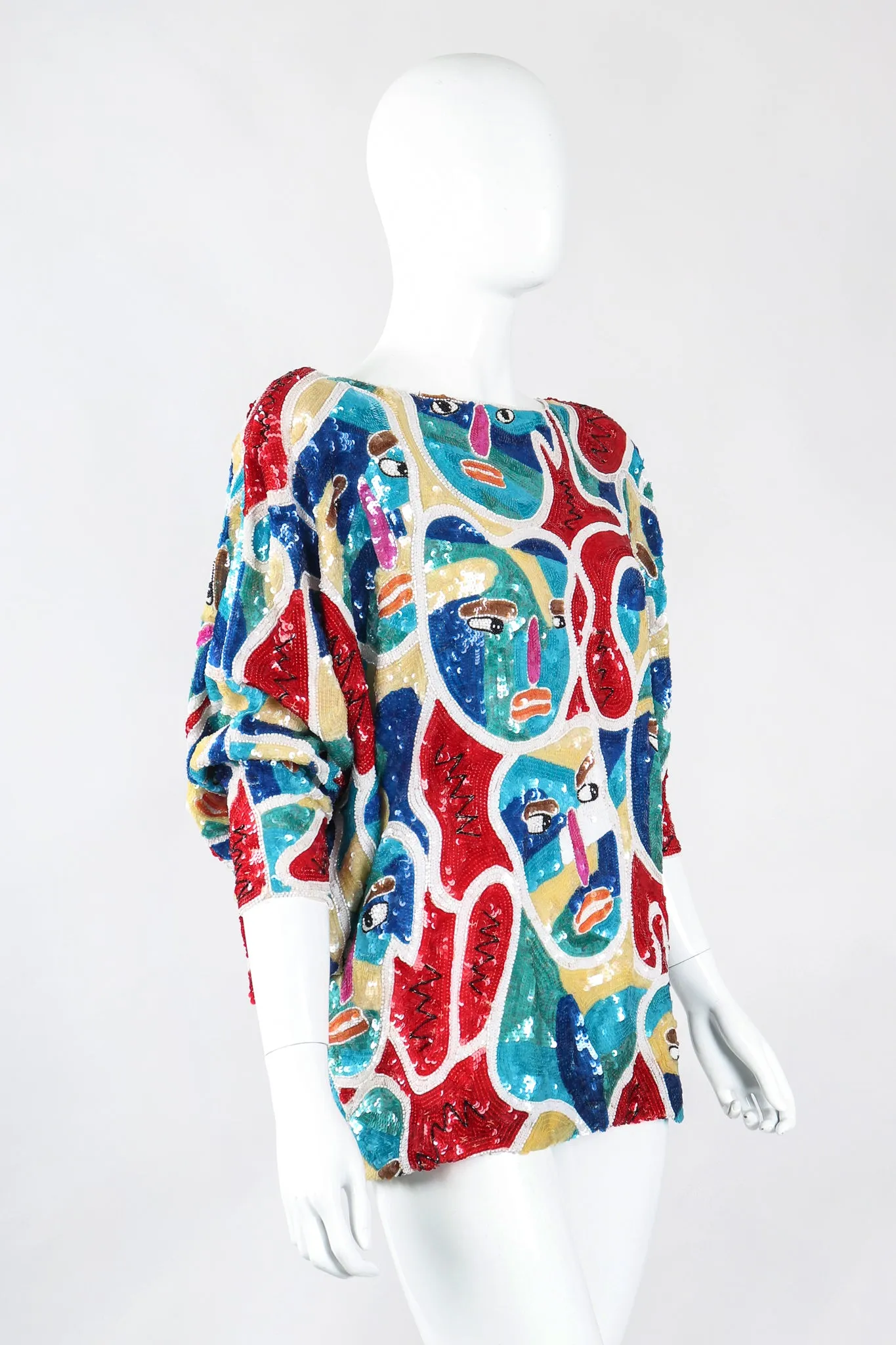 Abstract Faces Dolman Tunic