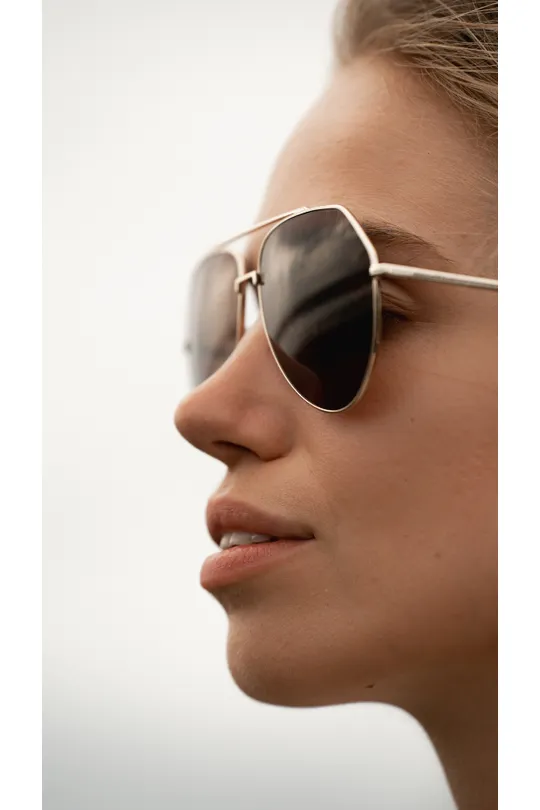 ANEA HILL  Yacht Gold Aviator Sunglasses