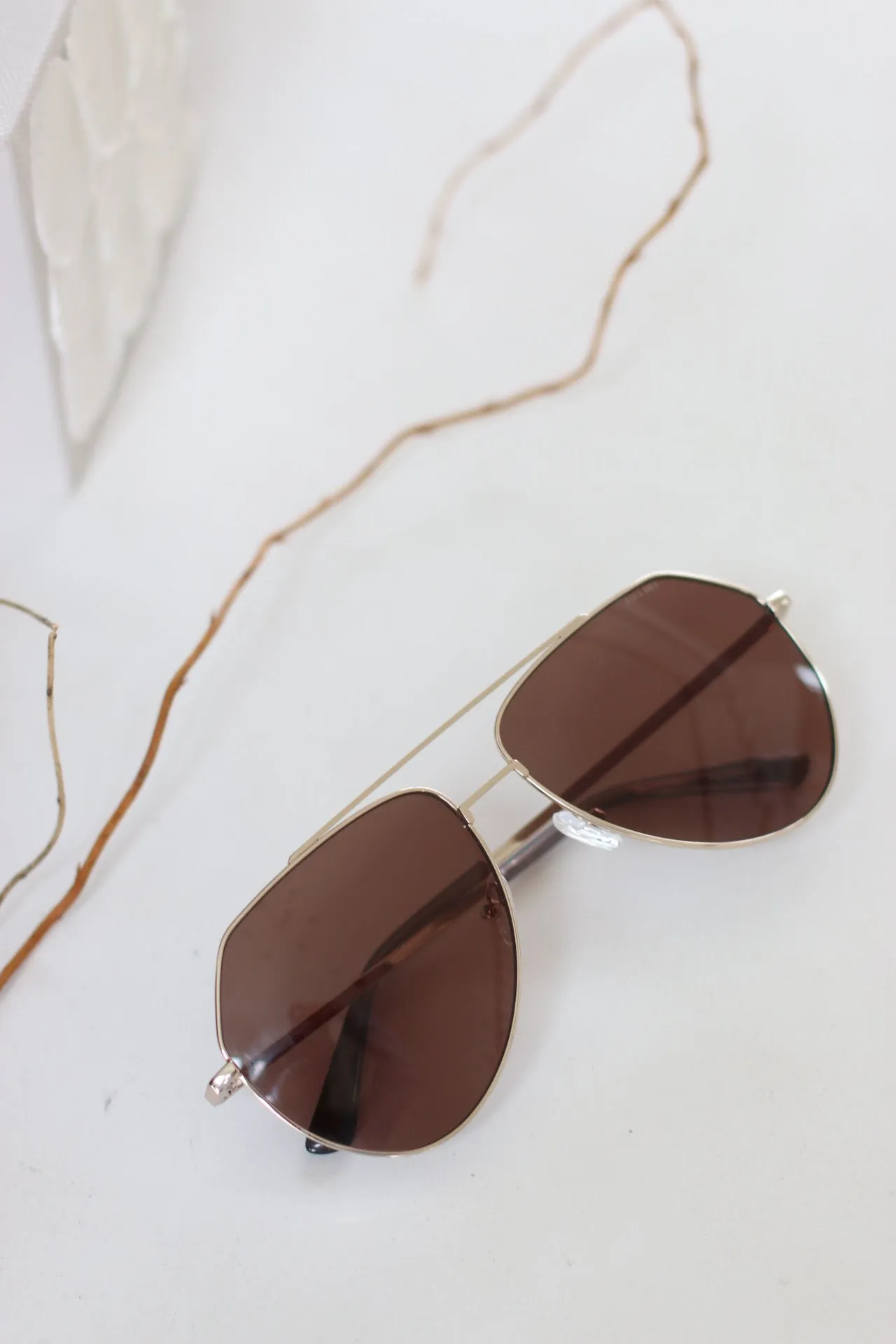 ANEA HILL  Yacht Gold Aviator Sunglasses