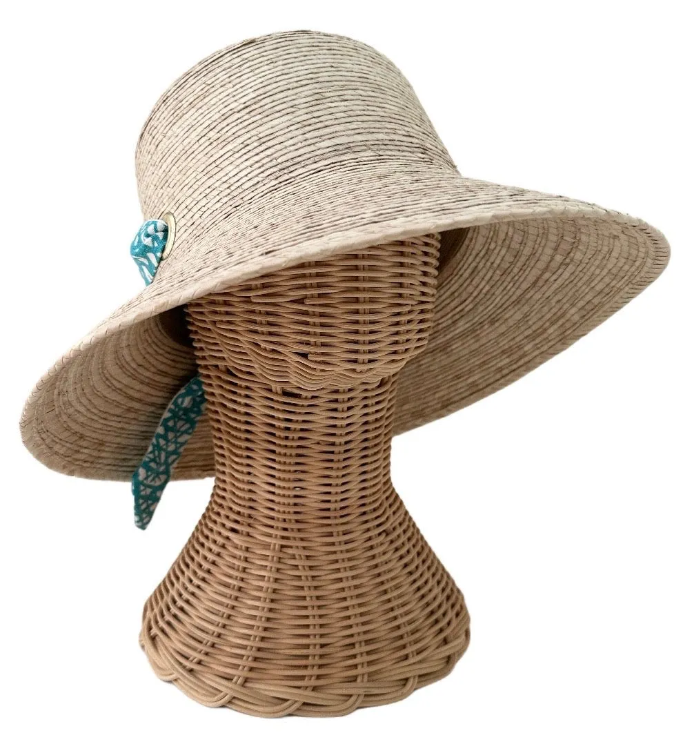 Clematis Bucket Hat - Meg Braff Designs "Nassau" Fabric Ribbon - Bahama Blue