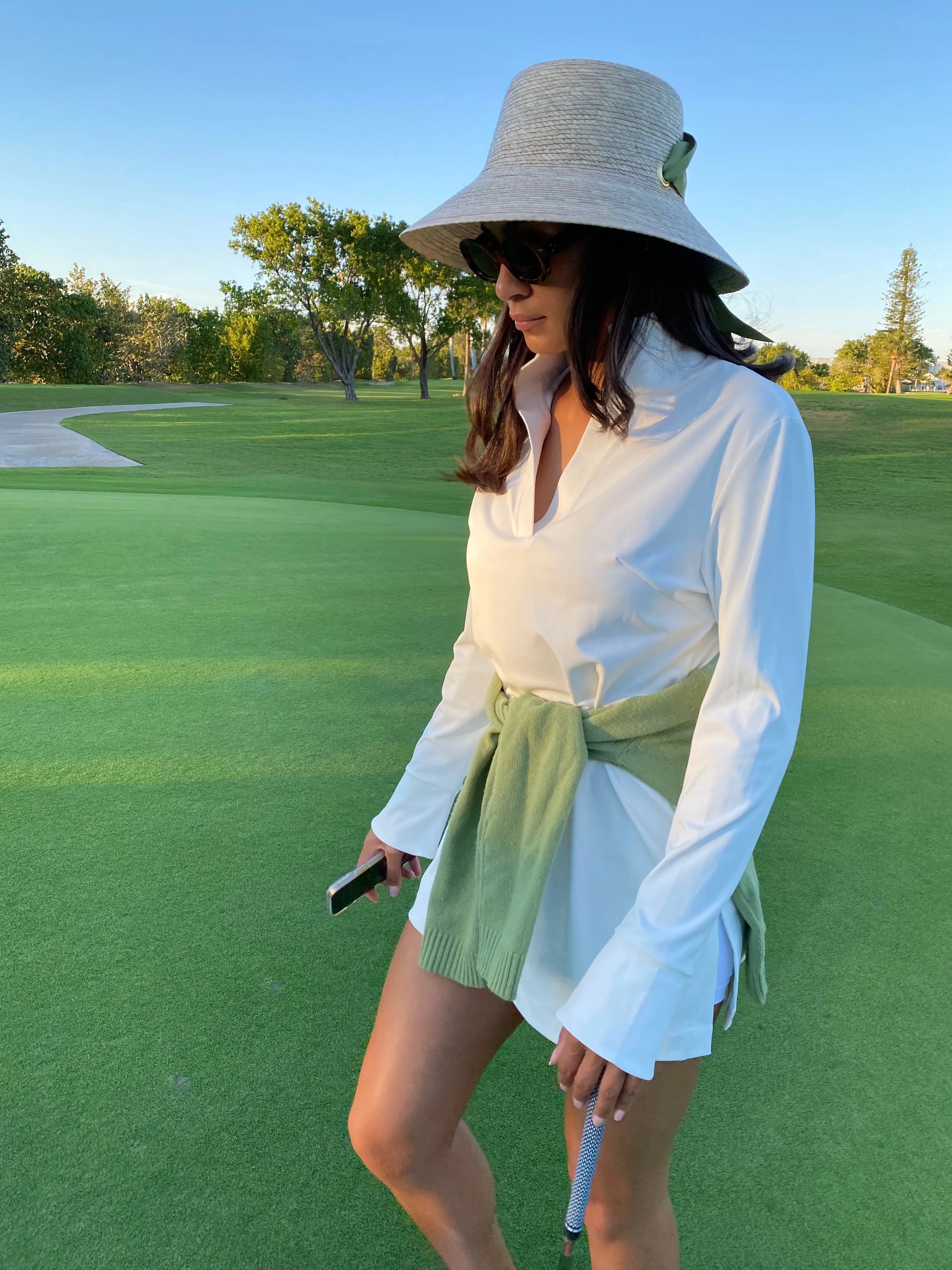 Clematis Bucket Hat - Tan/Camel Wide & Short Grosgrain Ribbon