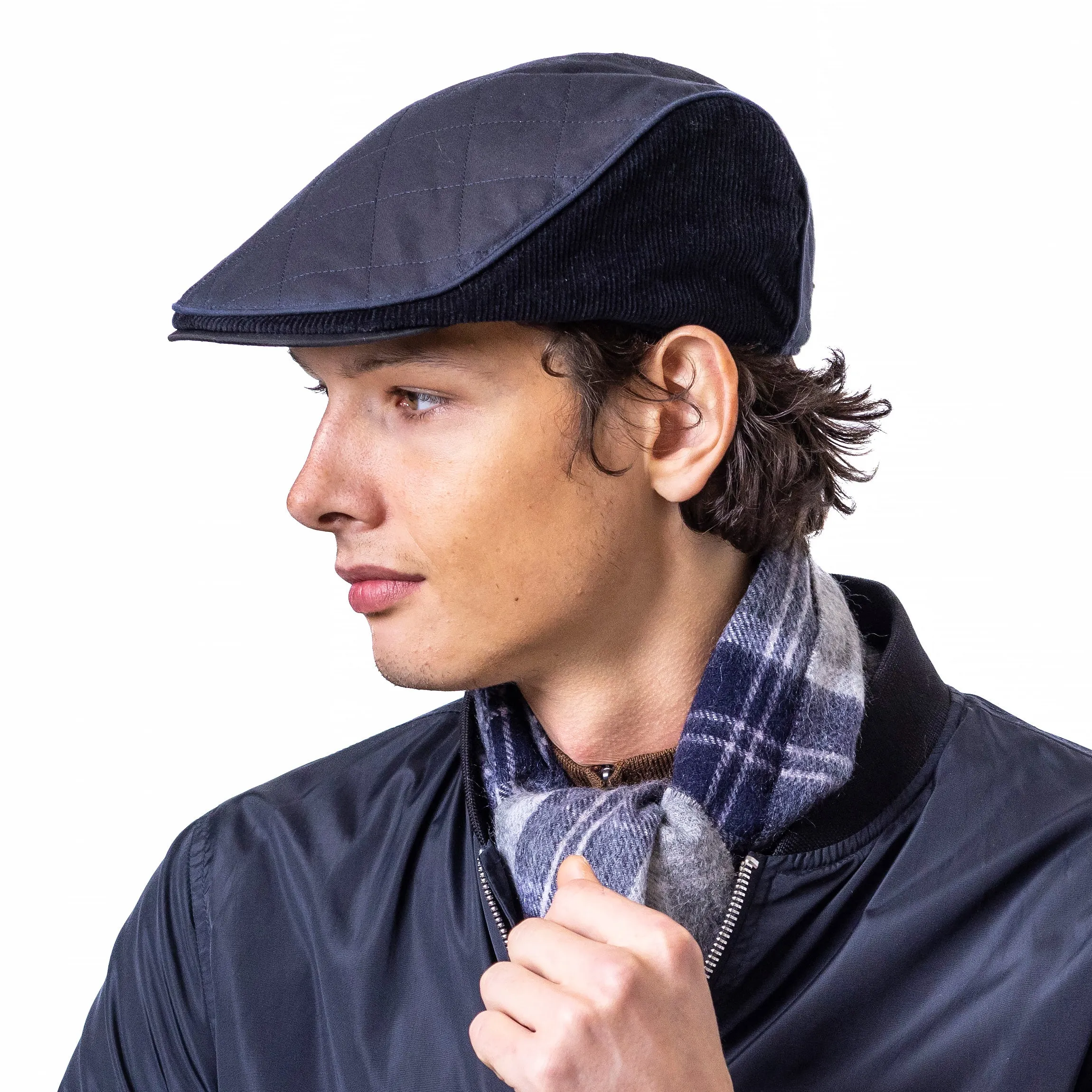 Cotton Wax Quilt Cord Flat Cap