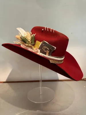 Custom Western Cowboy Cattleman Hat  Red  Small (55 cm)  Lucky Charm | The Branded W & Co.