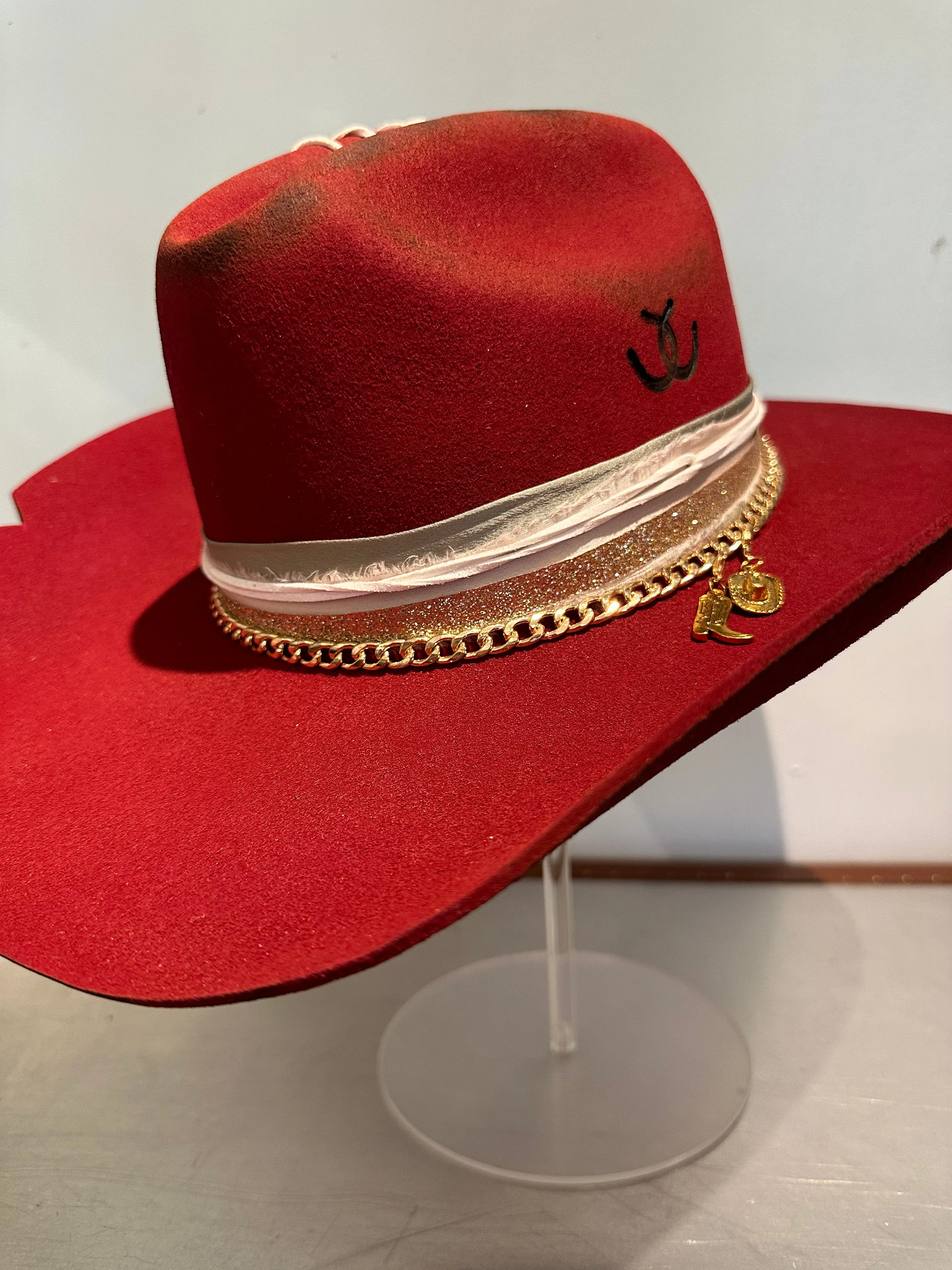 Custom Western Cowboy Cattleman Hat  Red  Small (55 cm)  Lucky Charm | The Branded W & Co.