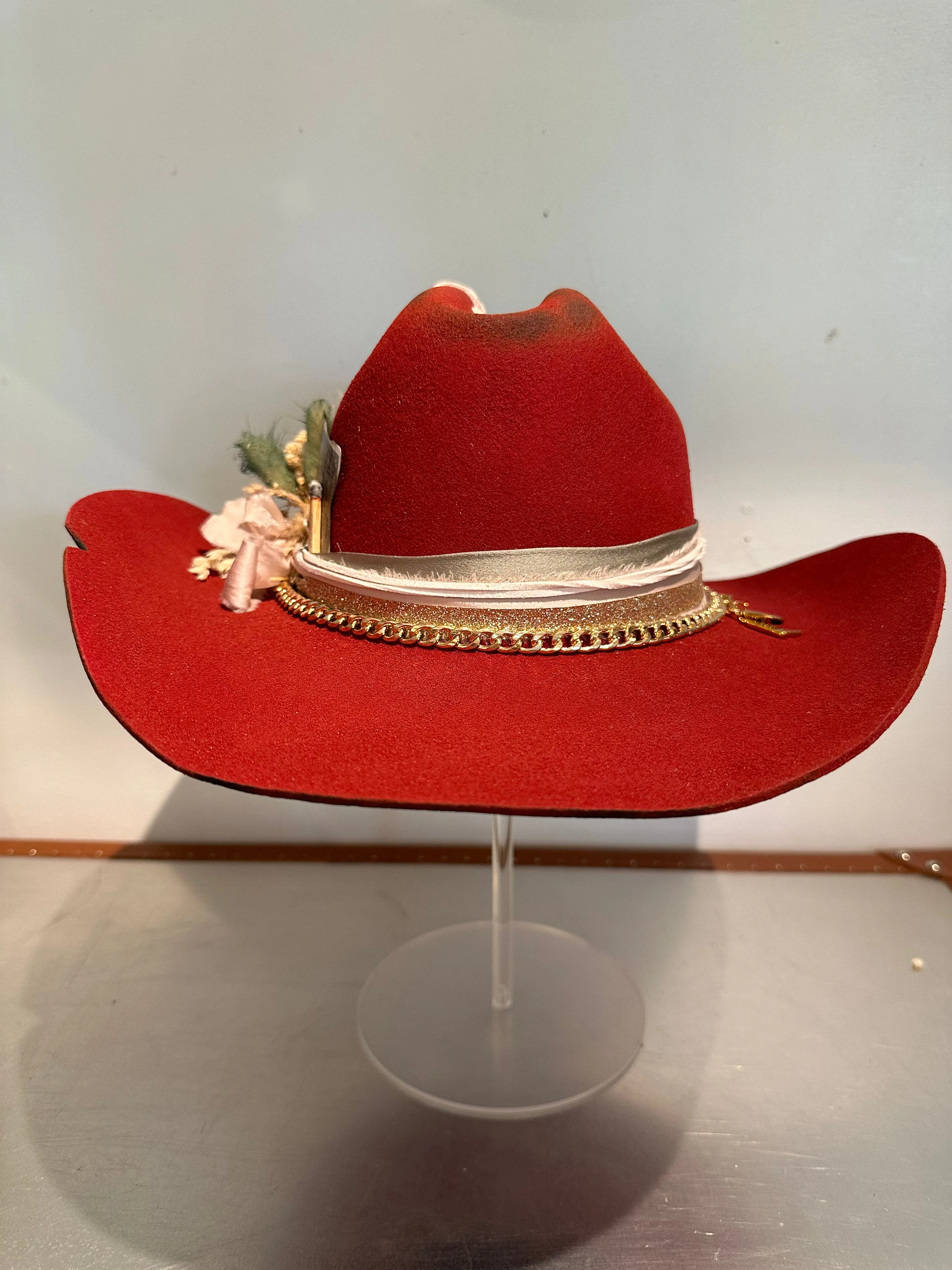 Custom Western Cowboy Cattleman Hat  Red  Small (55 cm)  Lucky Charm | The Branded W & Co.
