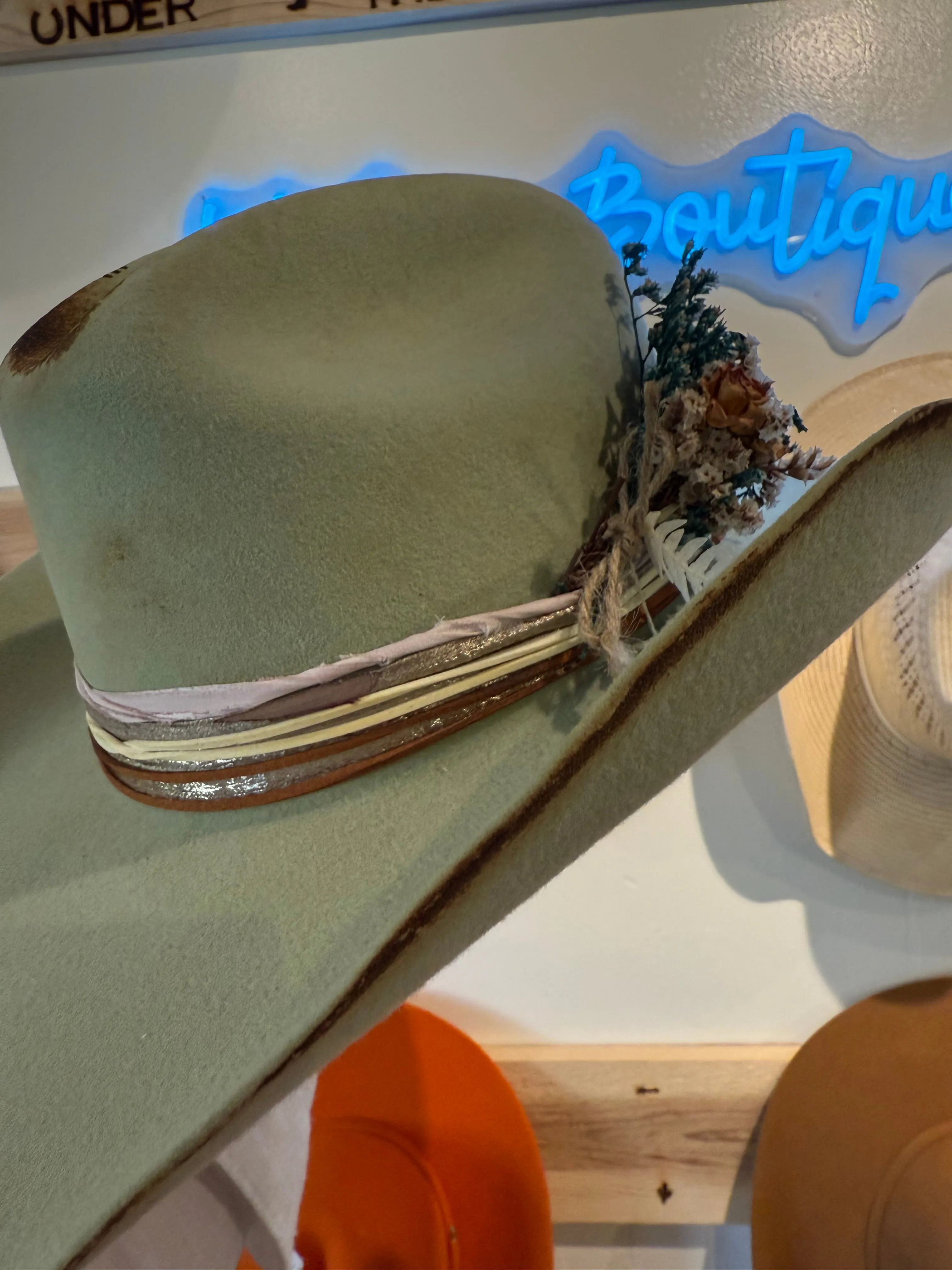 Custom Western Cowboy Cattleman Hat  Wool Light Green  Size 7 3/8  Find Your West | The Branded W & Co.