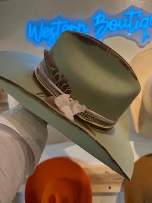 Custom Western Cowboy Cattleman Hat  Wool Light Green  Size 7 3/8  Find Your West | The Branded W & Co.
