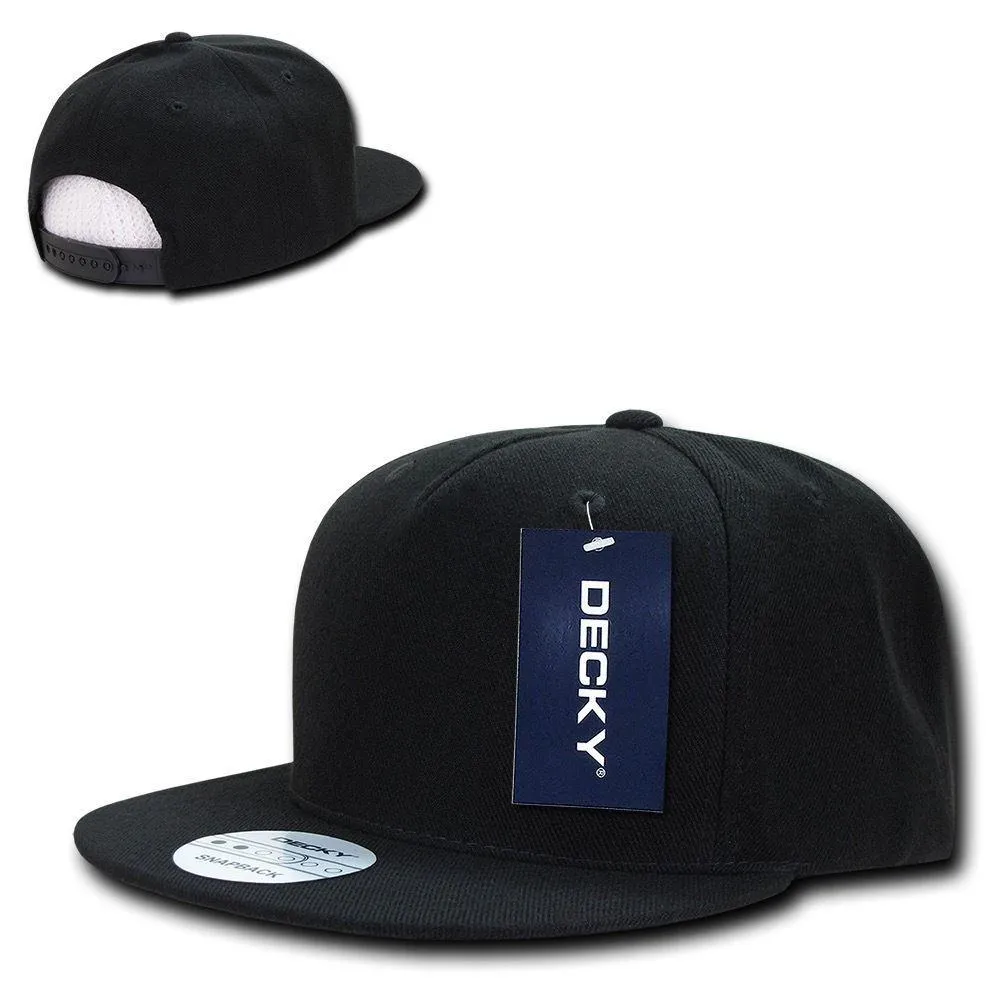 Decky Acrylic Retro Flat Bill Snapback 5 Panel Baseball Caps Hats Unisex