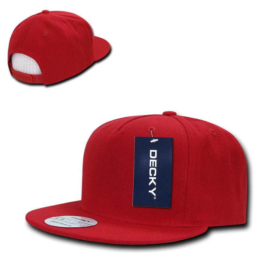 Decky Acrylic Retro Flat Bill Snapback 5 Panel Baseball Caps Hats Unisex
