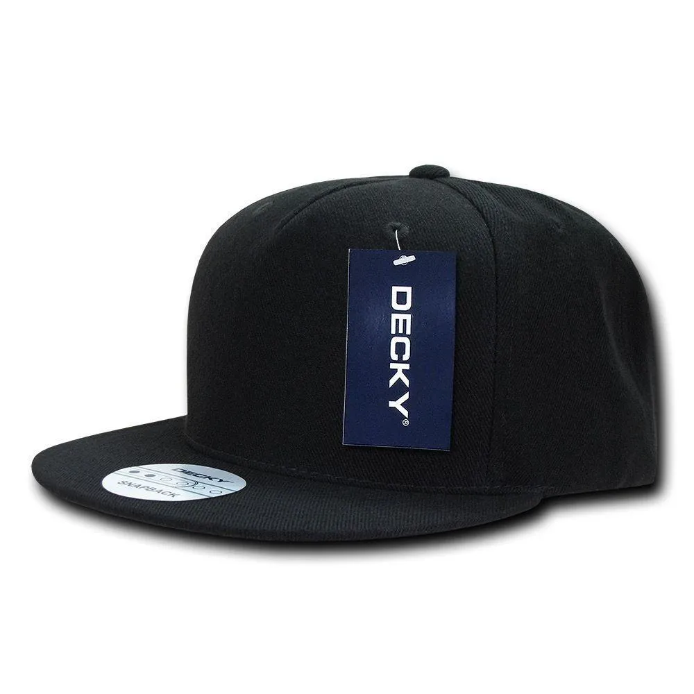 Decky Acrylic Retro Flat Bill Snapback 5 Panel Baseball Caps Hats Unisex