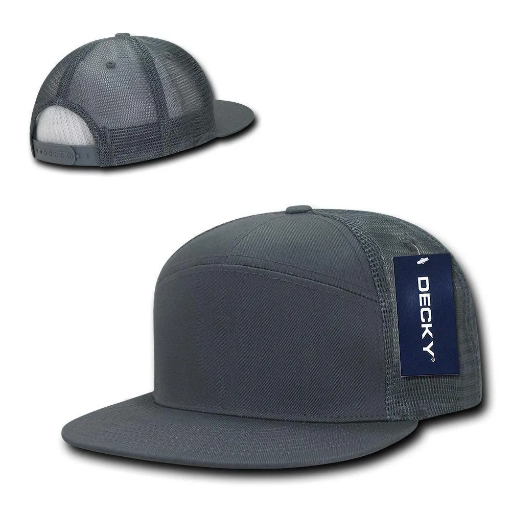 Decky Flat Bill Baseball 7 Panel Trucker Real Mesh Caps Hats Unisex