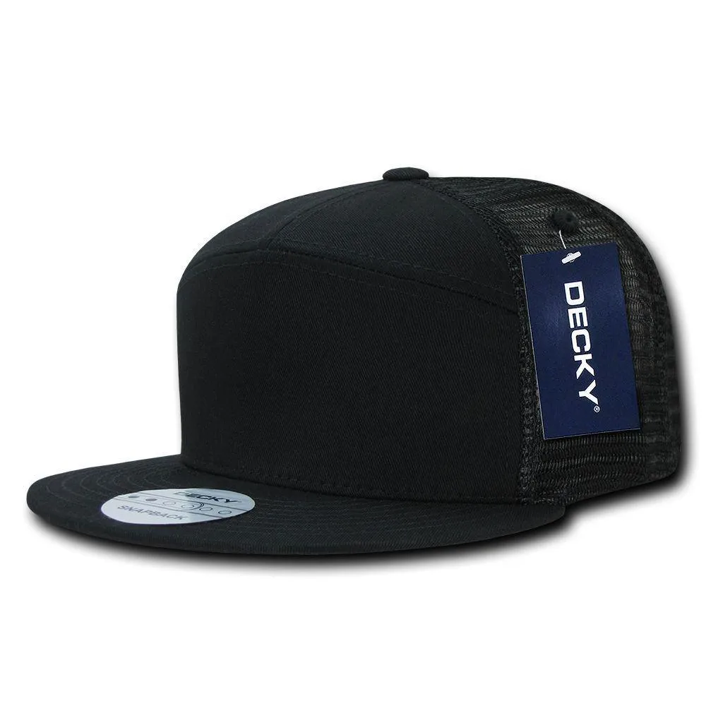 Decky Flat Bill Baseball 7 Panel Trucker Real Mesh Caps Hats Unisex