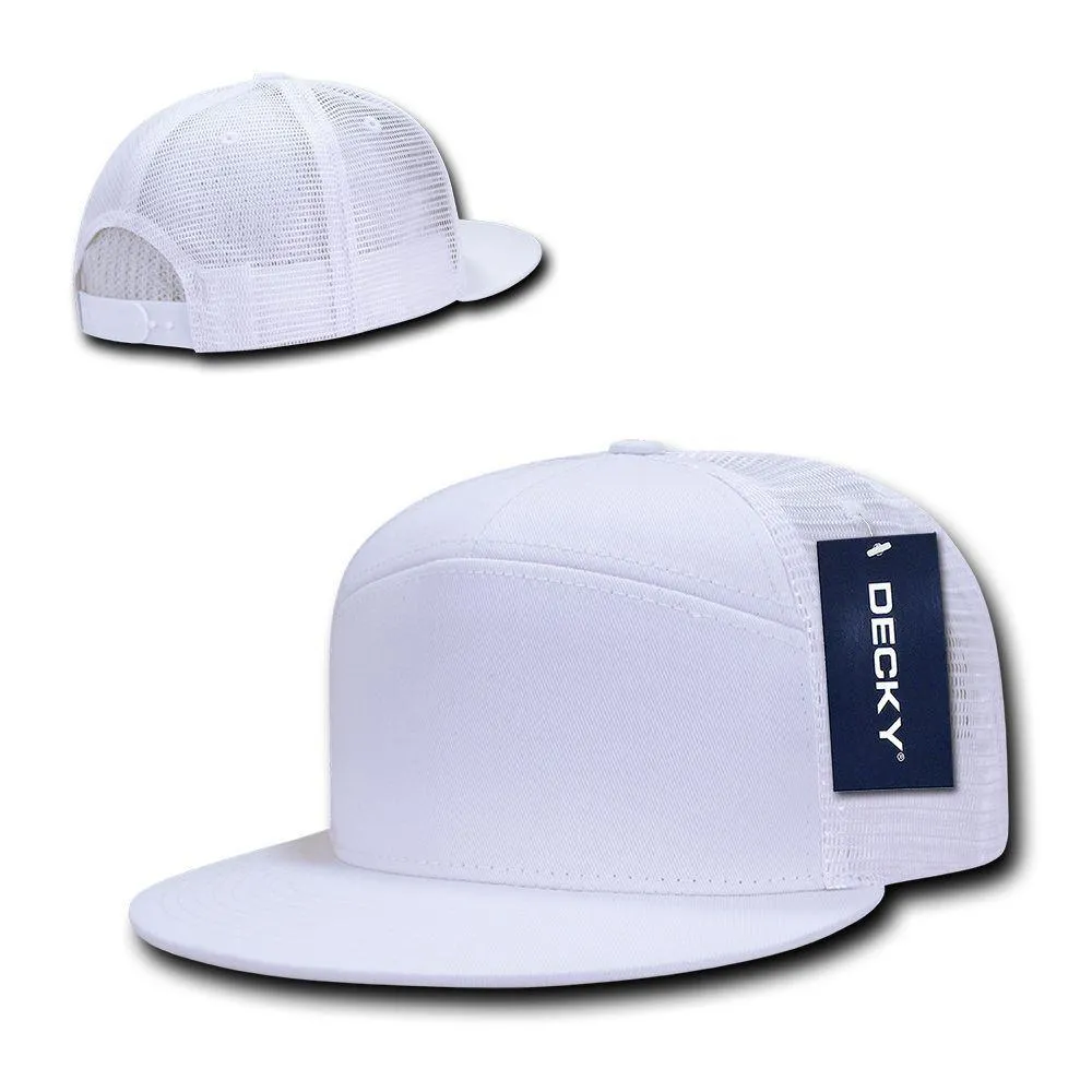 Decky Flat Bill Baseball 7 Panel Trucker Real Mesh Caps Hats Unisex
