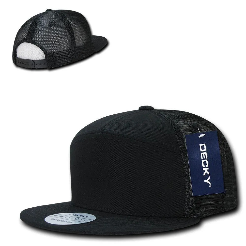 Decky Flat Bill Baseball 7 Panel Trucker Real Mesh Caps Hats Unisex