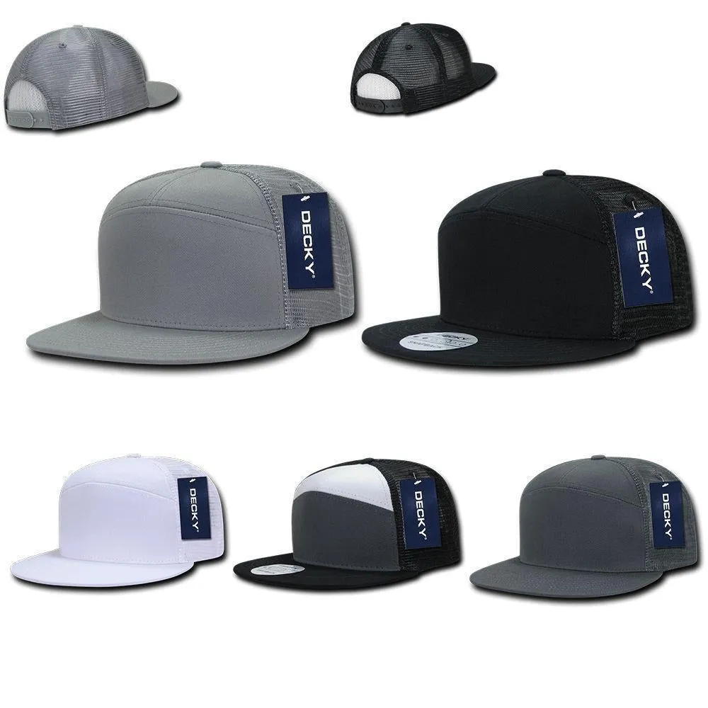 Decky Flat Bill Baseball 7 Panel Trucker Real Mesh Caps Hats Unisex