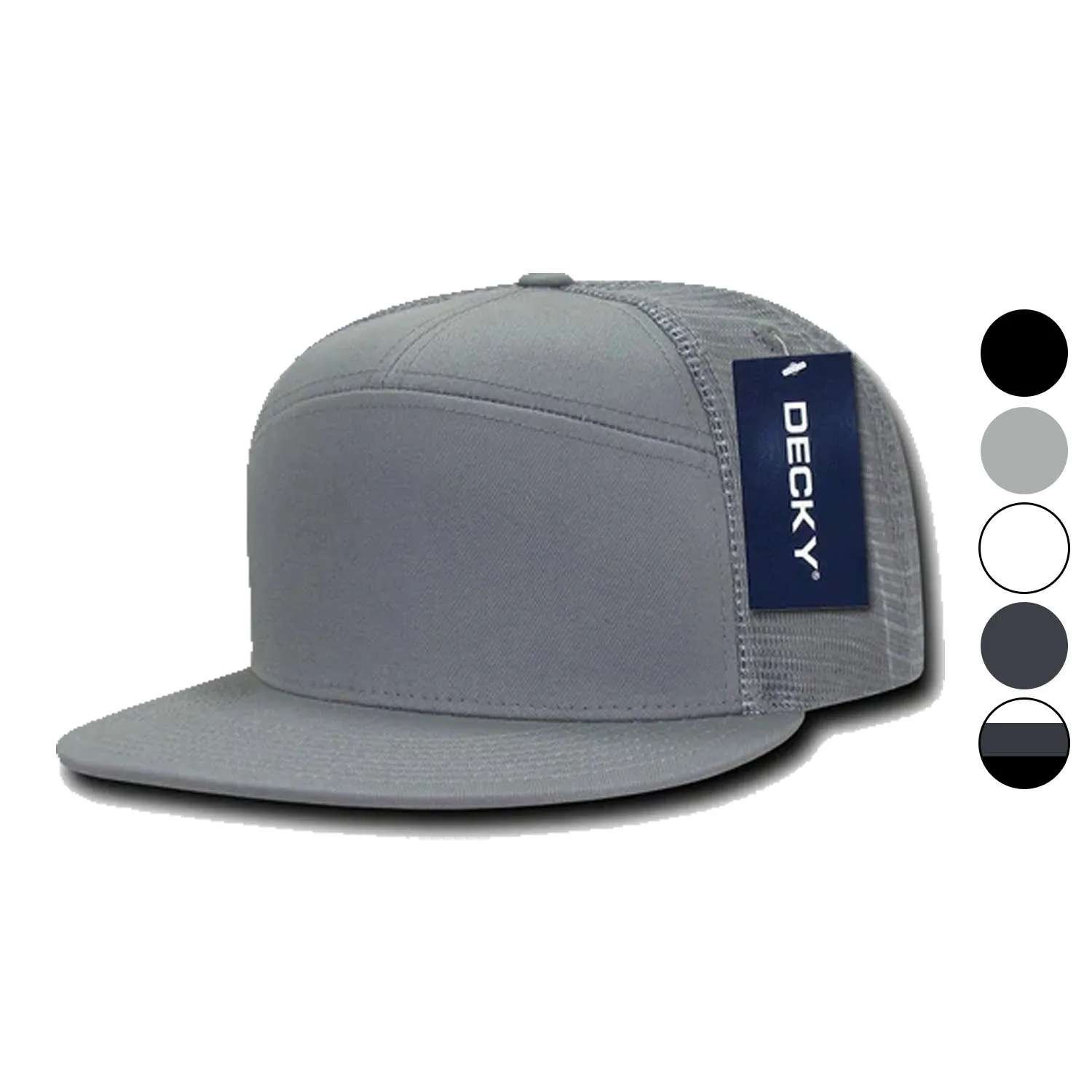 Decky Flat Bill Baseball 7 Panel Trucker Real Mesh Caps Hats Unisex