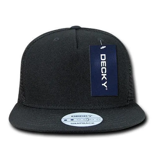 Decky Flat Bill Baseball Mesh Trucker 5 Panels Solid Camouflage Caps Hats