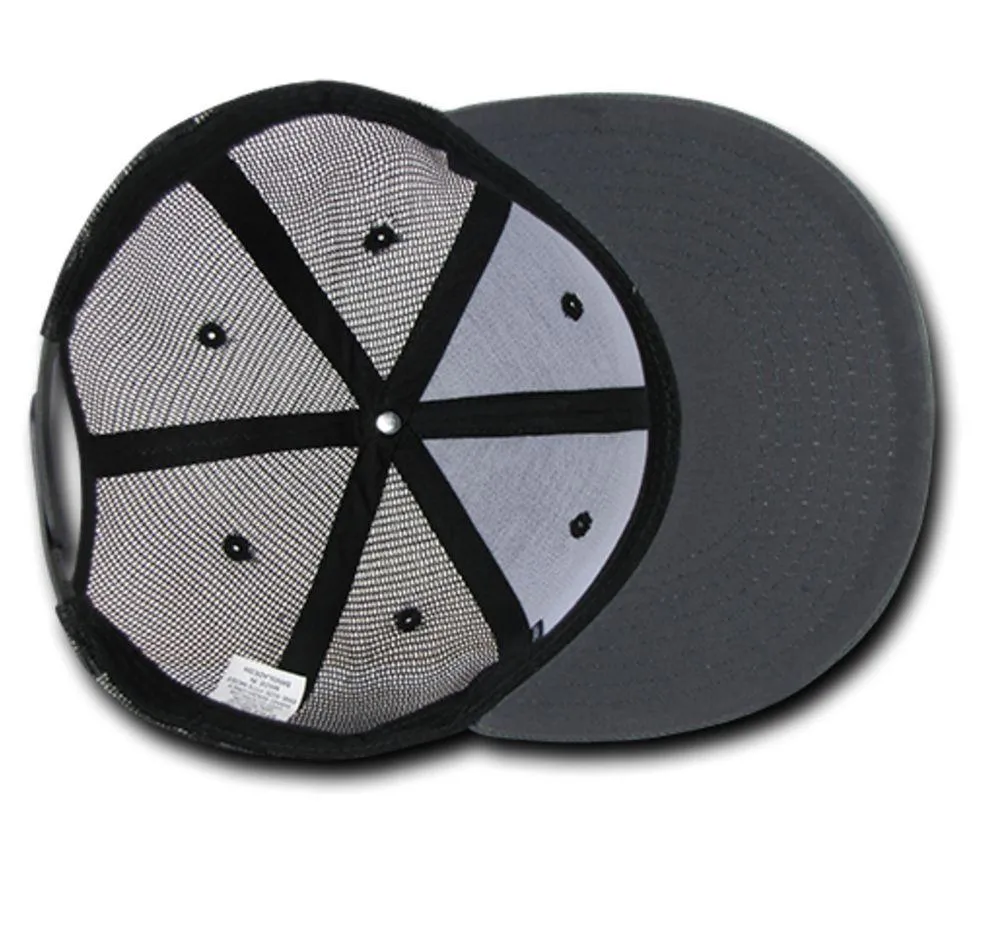 Decky Flat Bill Baseball Mesh Trucker 5 Panels Solid Camouflage Caps Hats