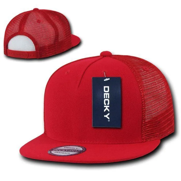 Decky Flat Bill Baseball Mesh Trucker 5 Panels Solid Camouflage Caps Hats