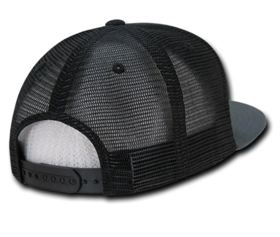 Decky Flat Bill Baseball Mesh Trucker 5 Panels Solid Camouflage Caps Hats
