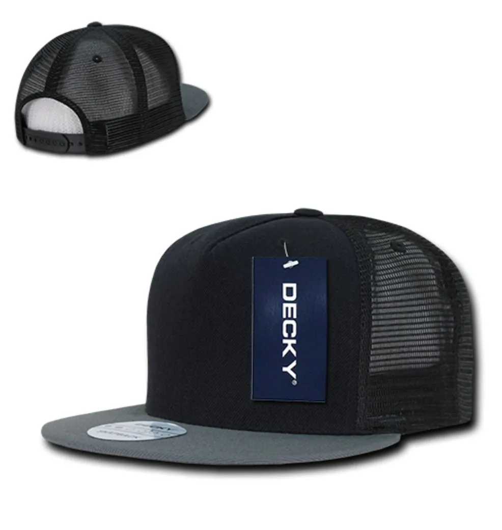 Decky Flat Bill Baseball Mesh Trucker 5 Panels Solid Camouflage Caps Hats