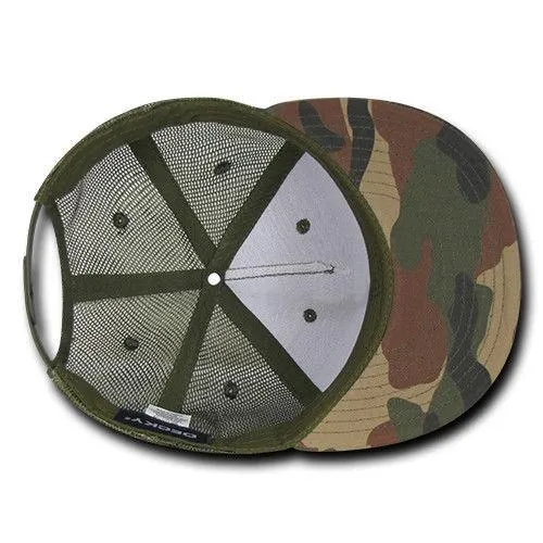 Decky Flat Bill Baseball Mesh Trucker 5 Panels Solid Camouflage Caps Hats