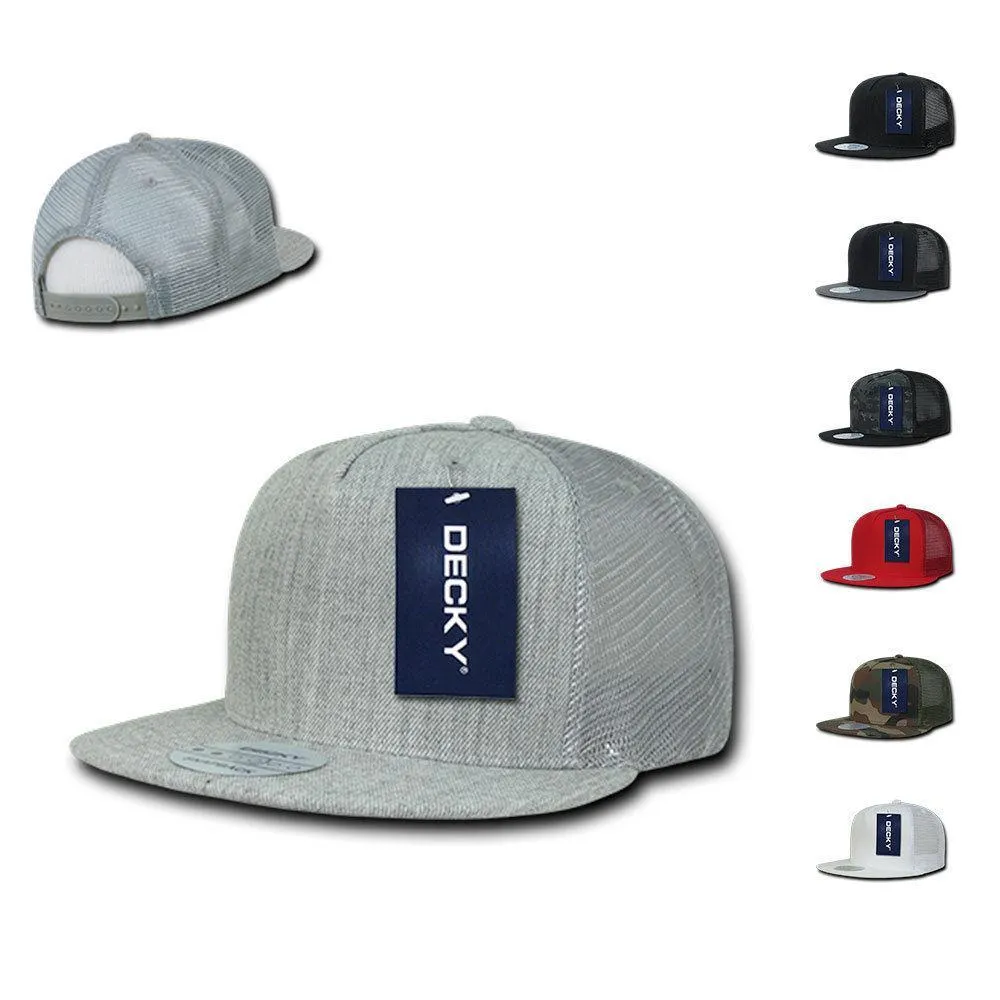 Decky Flat Bill Baseball Mesh Trucker 5 Panels Solid Camouflage Caps Hats