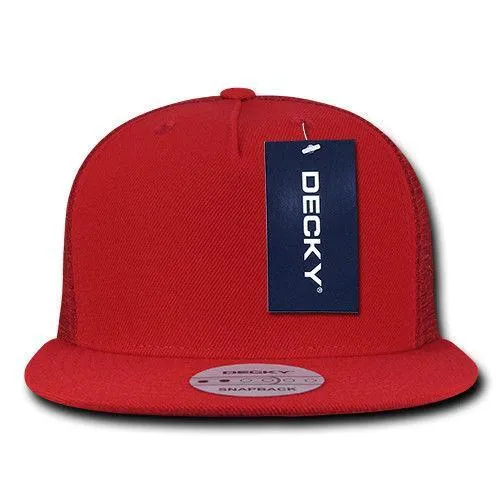 Decky Flat Bill Baseball Mesh Trucker 5 Panels Solid Camouflage Caps Hats