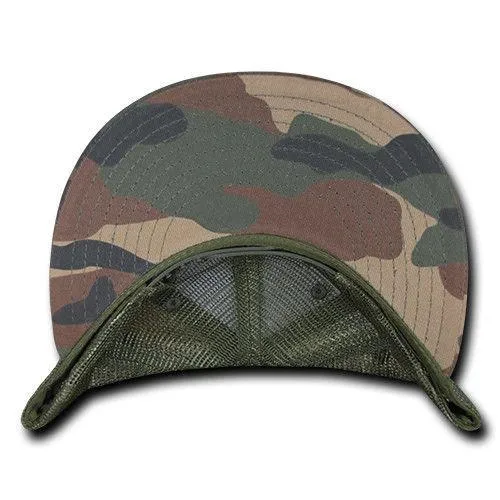 Decky Flat Bill Baseball Mesh Trucker 5 Panels Solid Camouflage Caps Hats