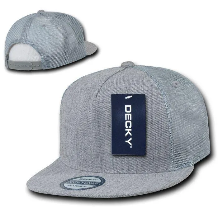 Decky Flat Bill Baseball Mesh Trucker 5 Panels Solid Camouflage Caps Hats