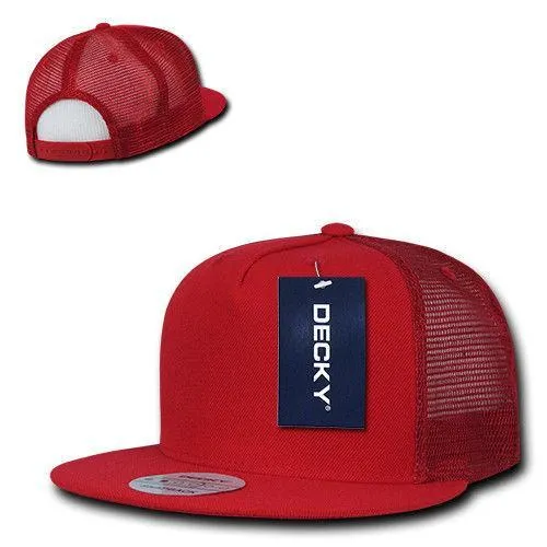 Decky Flat Bill Baseball Mesh Trucker 5 Panels Solid Camouflage Caps Hats