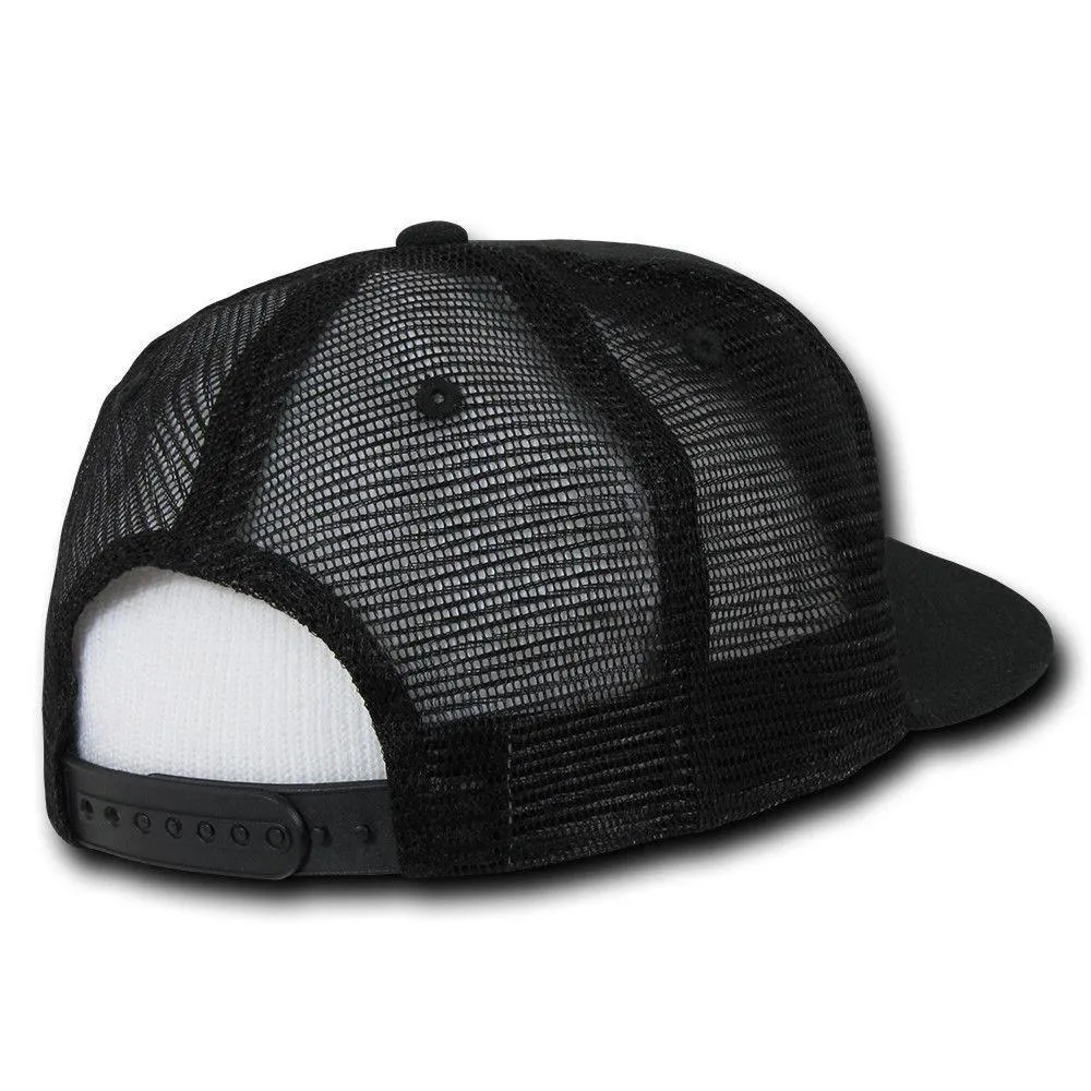 Decky Flat Bill Baseball Mesh Trucker 5 Panels Solid Camouflage Caps Hats