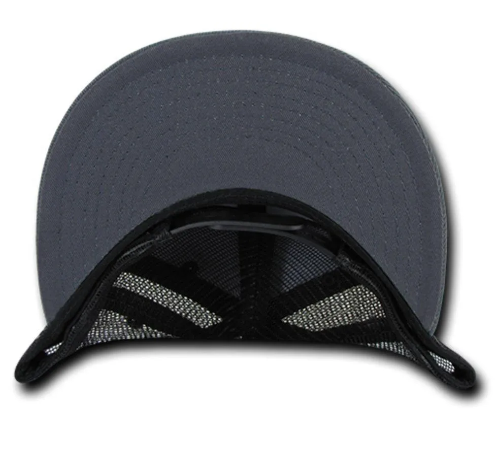 Decky Flat Bill Baseball Mesh Trucker 5 Panels Solid Camouflage Caps Hats