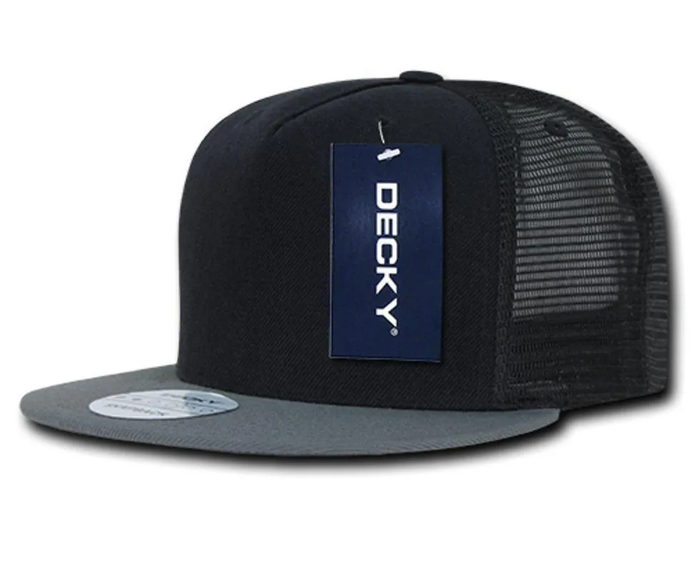 Decky Flat Bill Baseball Mesh Trucker 5 Panels Solid Camouflage Caps Hats