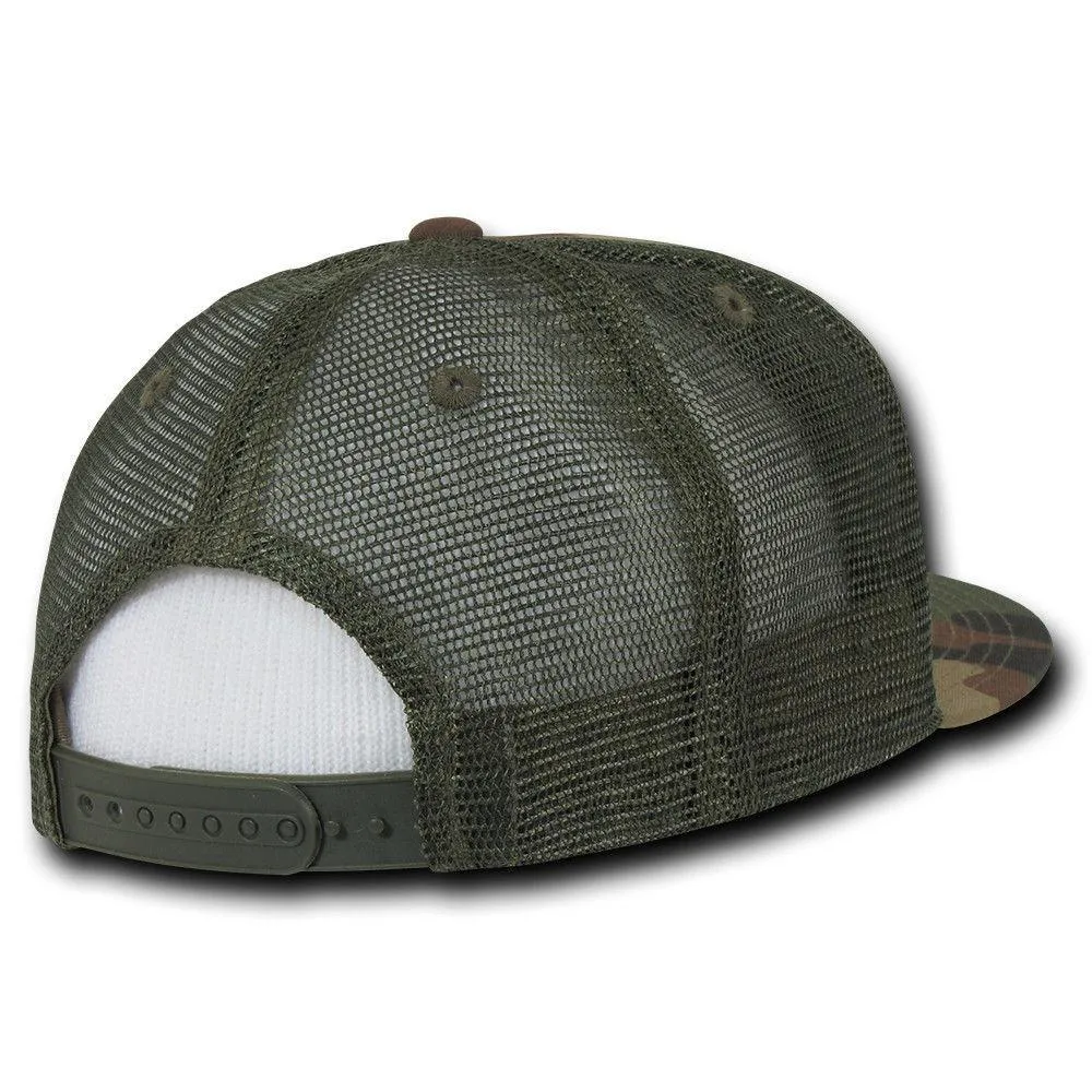 Decky Flat Bill Baseball Mesh Trucker 5 Panels Solid Camouflage Caps Hats