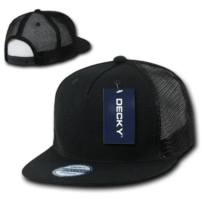 Decky Flat Bill Baseball Mesh Trucker 5 Panels Solid Camouflage Caps Hats