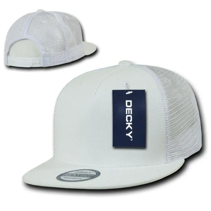 Decky Flat Bill Baseball Mesh Trucker 5 Panels Solid Camouflage Caps Hats
