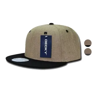 Decky Jute Crown Flat Bill Snapback Baseball 6 Panel Caps Hats Unisex
