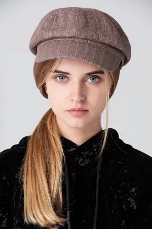 Grey Plaid News Boy Beret Hat