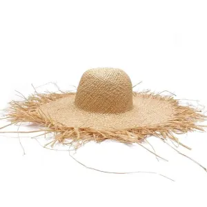 Handmade Straw Sun Hats Large Wide Brim, High Quality Natural Raffia Panama Beach Straw Sun Caps For Holiday