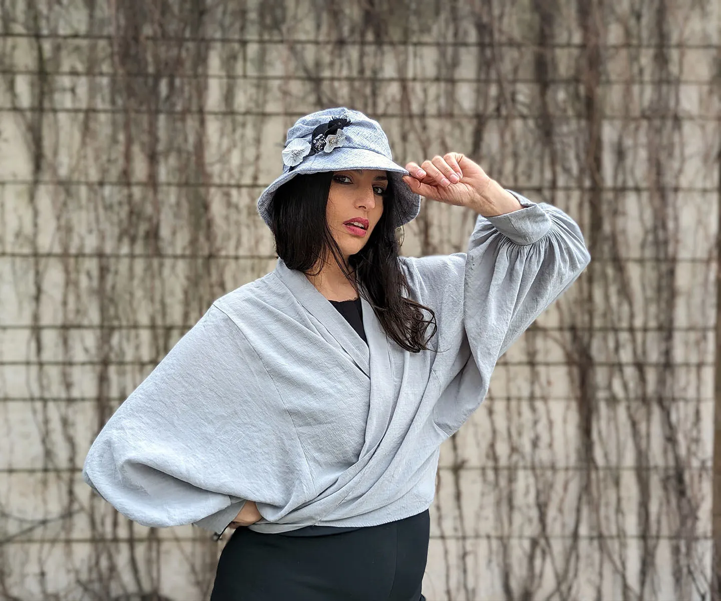 Krystyne Hat Style - Linen in Metallic Silver (One Medium Left!)