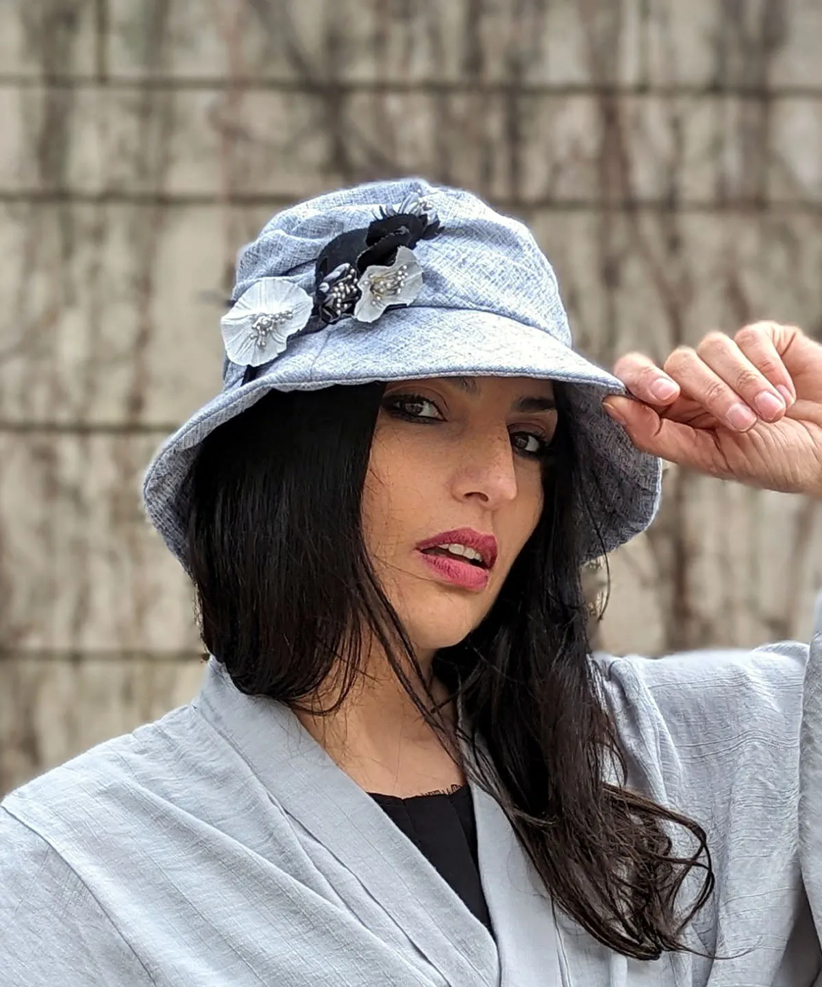 Krystyne Hat Style - Linen in Metallic Silver (One Medium Left!)