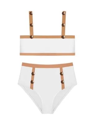 Mera White/Nude Kids Bikini