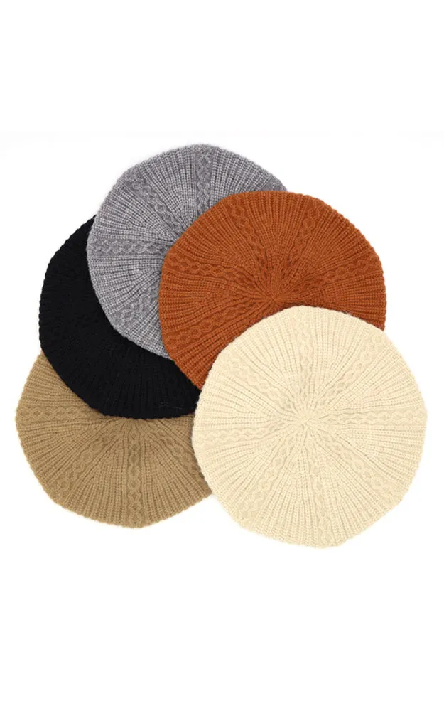 MH0083 SOLID COLOR KNIT BERET HATS