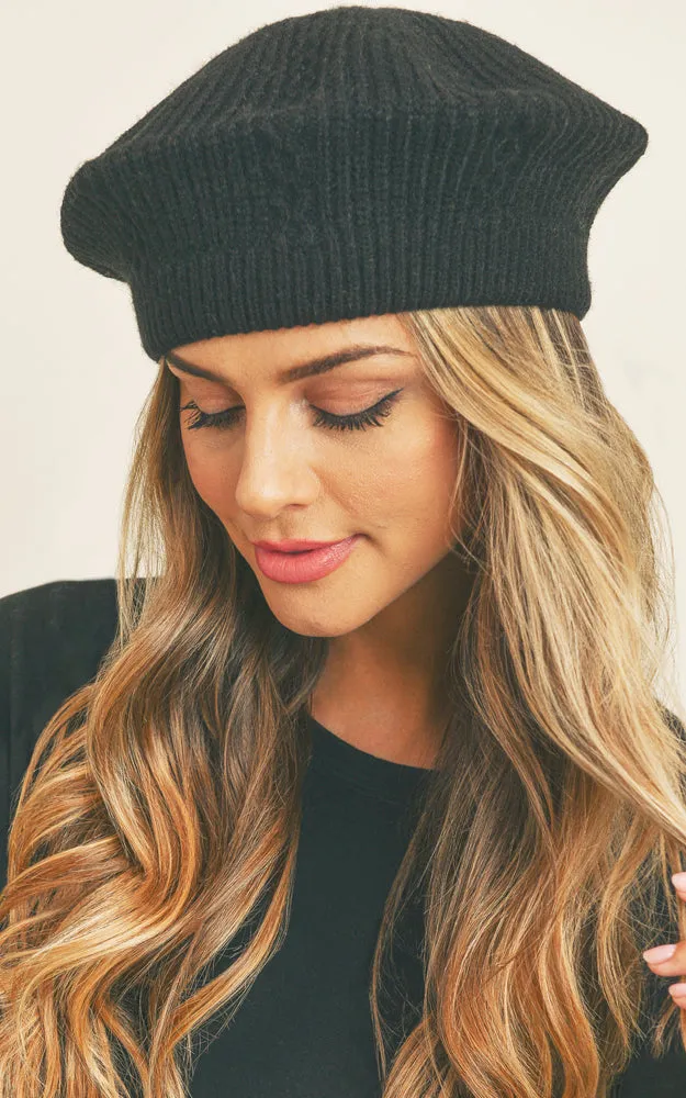 MH0083 SOLID COLOR KNIT BERET HATS