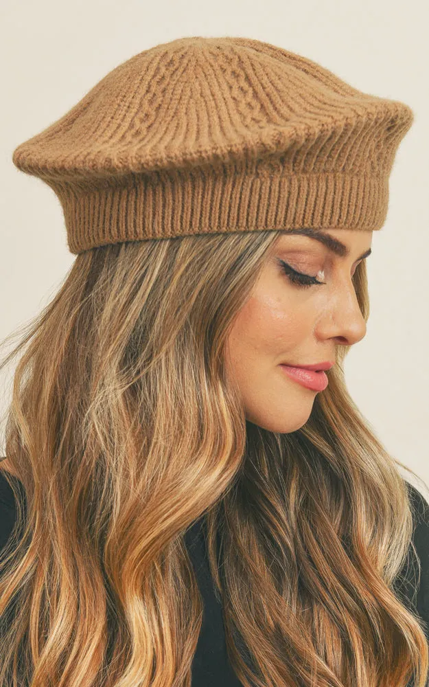 MH0083 SOLID COLOR KNIT BERET HATS