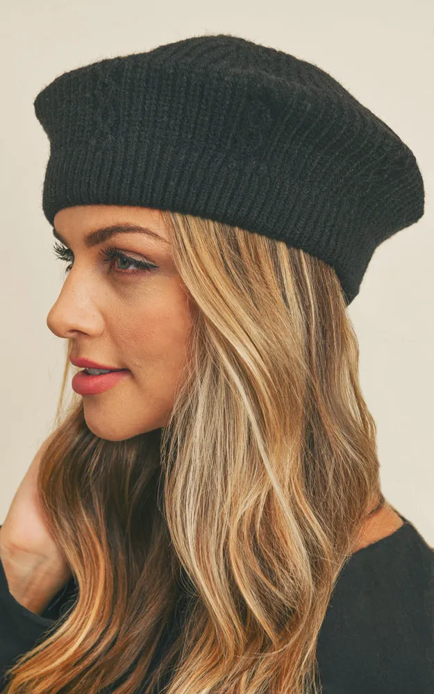 MH0083 SOLID COLOR KNIT BERET HATS