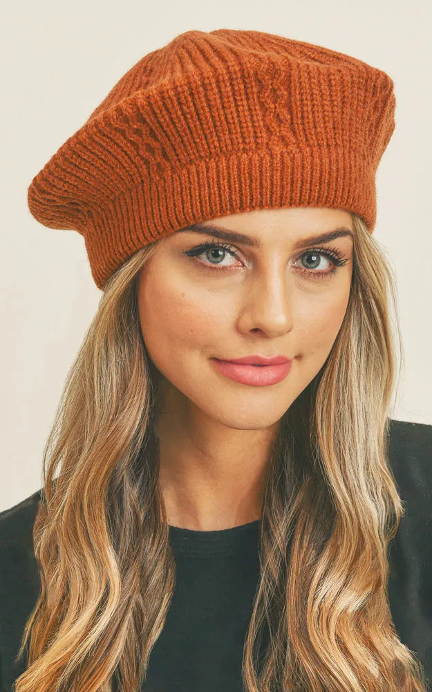 MH0083 SOLID COLOR KNIT BERET HATS